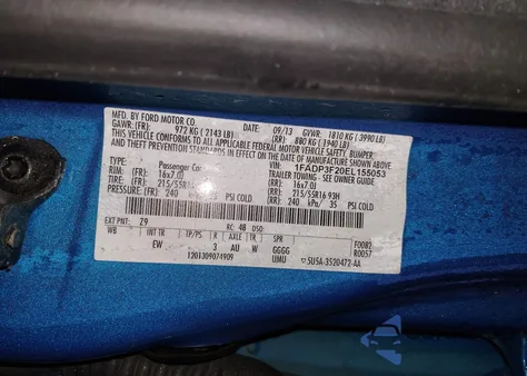 2014 Ford Focus Se из США, поврежденный, VIN 1FADP3F20EL155053